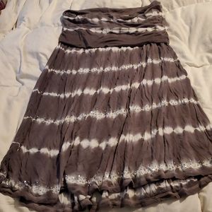 INC Tie Dye Dress Skirt White Gray Large Studded